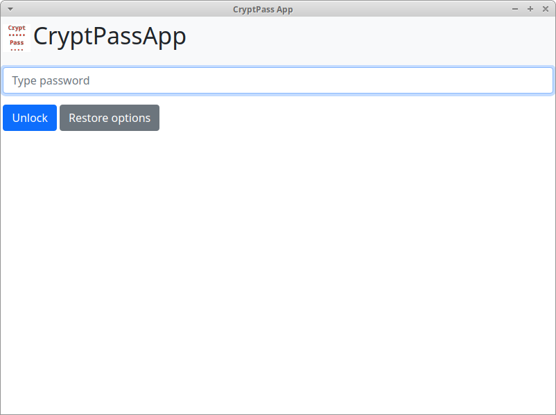 Vista iniziale di CryptPass